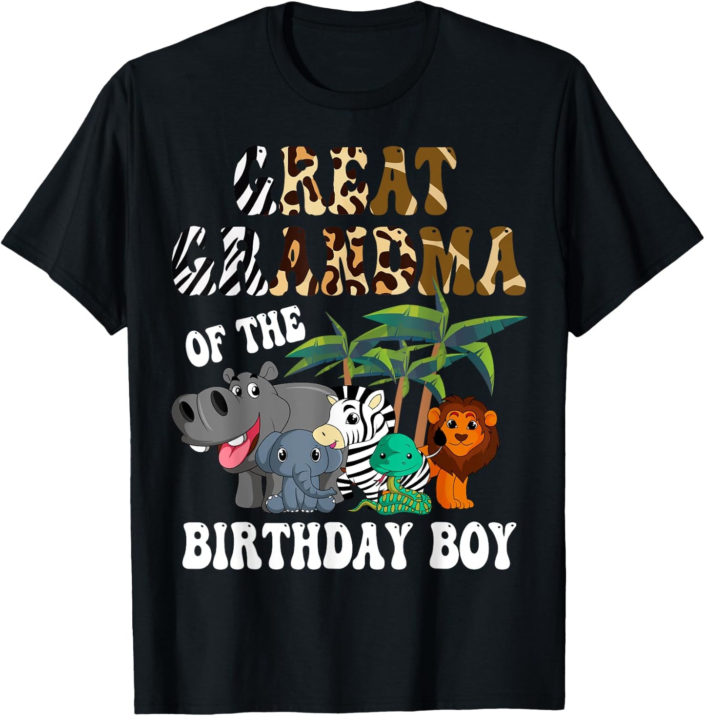 Great Grandma of the Birthday Boy Zoo Safari Celebration T-Shirt - T-Shirt | Black