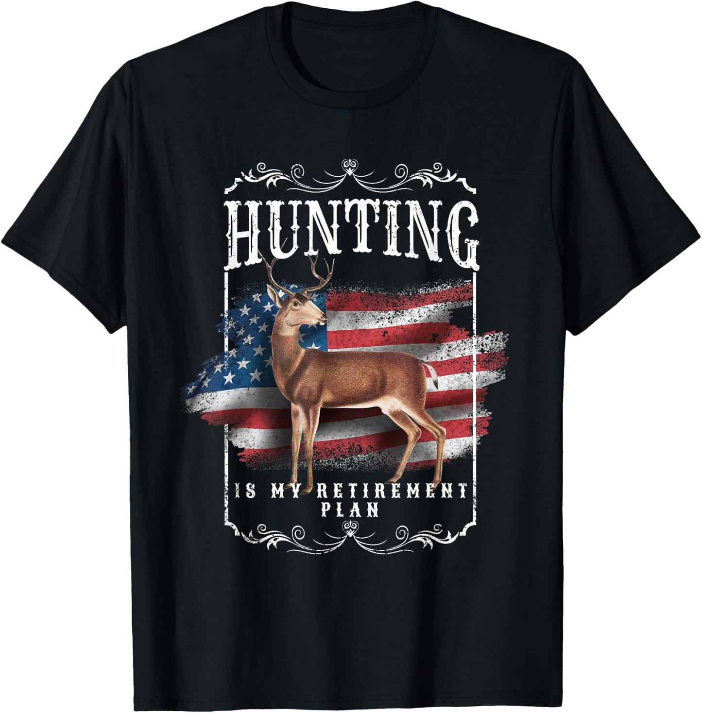 Funny Dad Retired Grandpa Hunting is My Retirement Plan T-Shirt - T-Shirt | Black