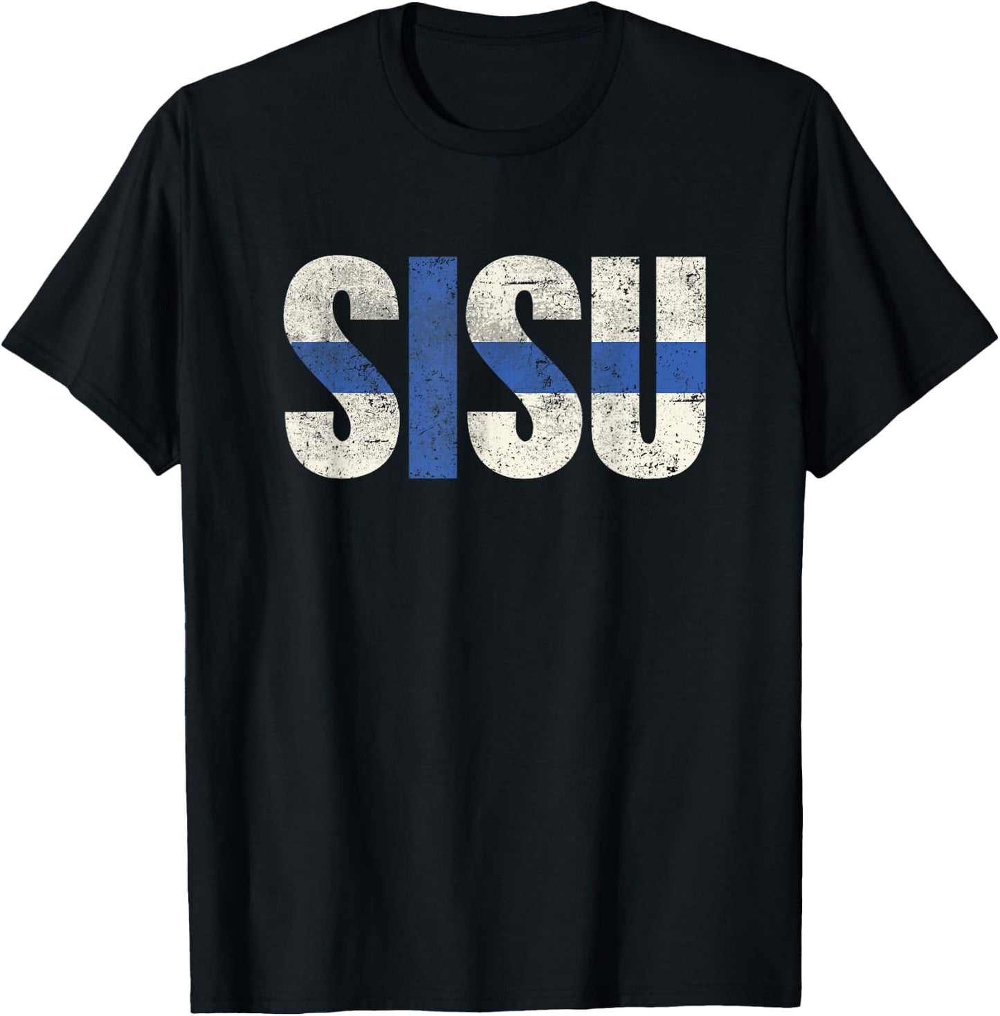 Sisu Finnish flag vintage distressed T Shirt Finland Suomi T-Shirt - T-Shirt | Black