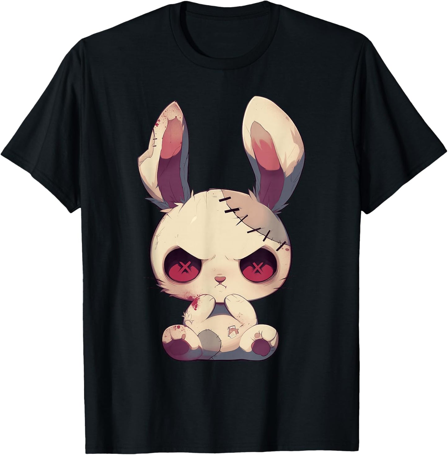 Cute Goth Bunny Doll Gothic Outfit Cute E-Girl Grunge T-Shirt - T-Shirt | Black
