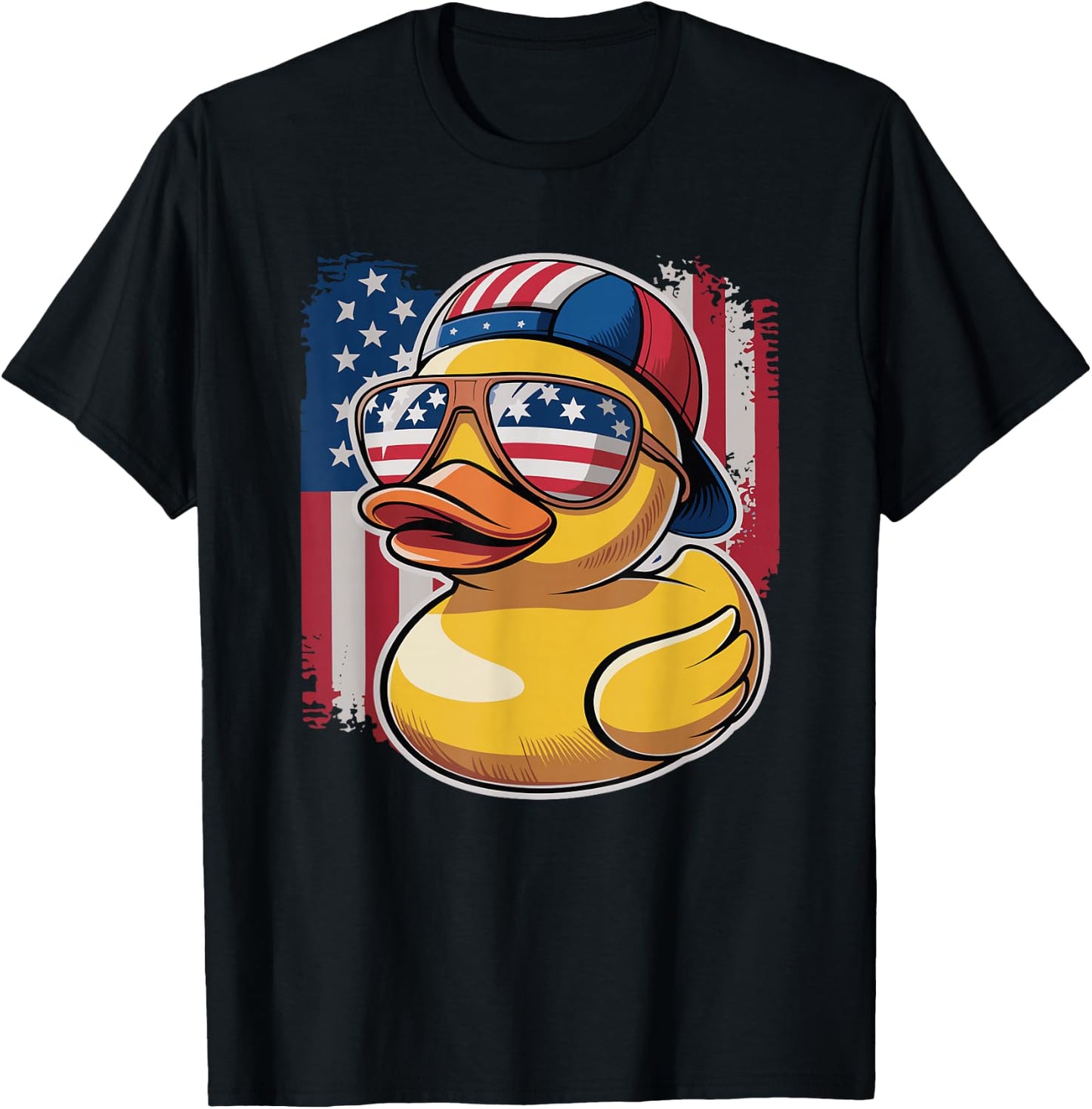 Patriotic Duck USA Flag Duck 4th of July For Toddler Boys T-Shirt - T-Shirt | Black