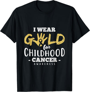 Childhood Cancer Survivor I Wear Gold Awareness Gift Ribbon T-Shirt - T-Shirt | Black