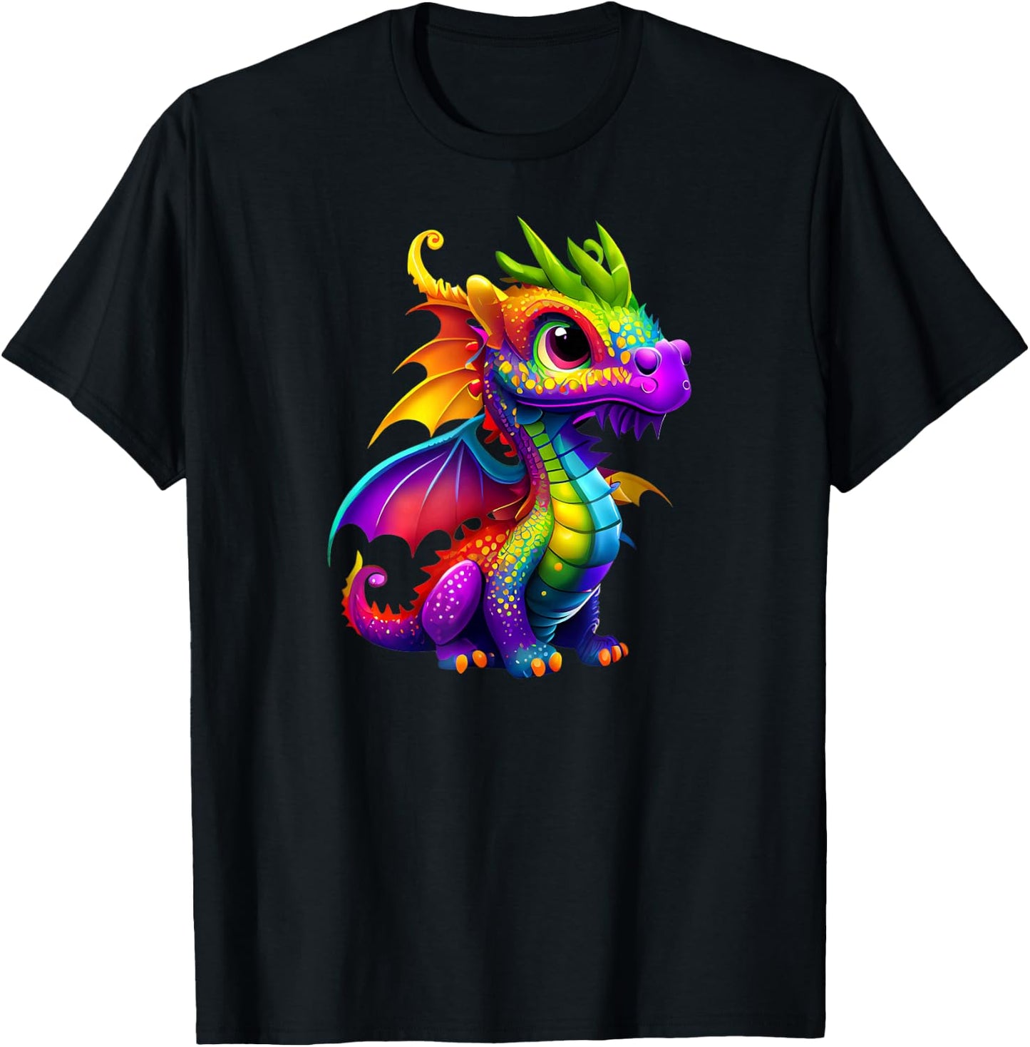 Cute Rainbow Dragon - Men, Women, Teens, & Kids T-Shirt - T-Shirt | Black