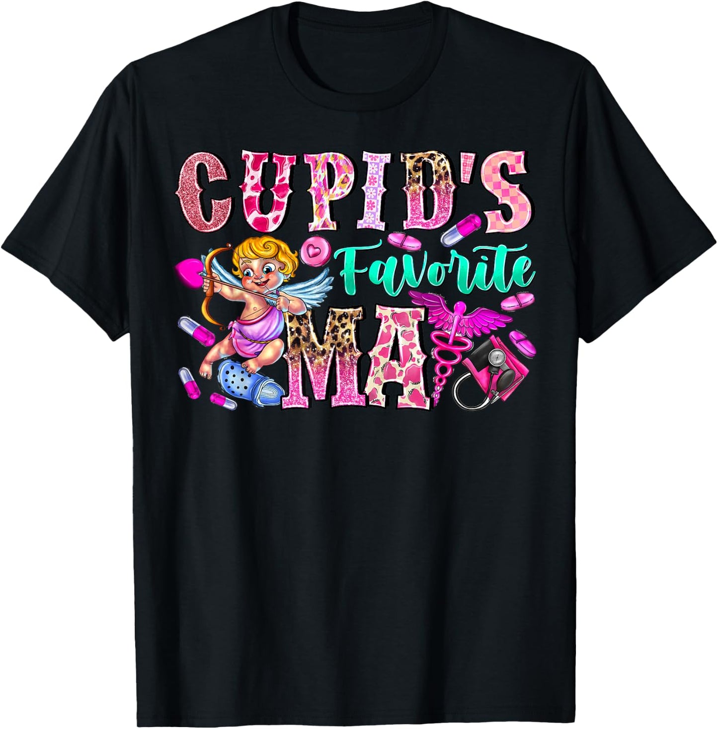 Cupid's Favorite MA Medical Assistants Valentines Day Women T-Shirt - T-Shirt | Black