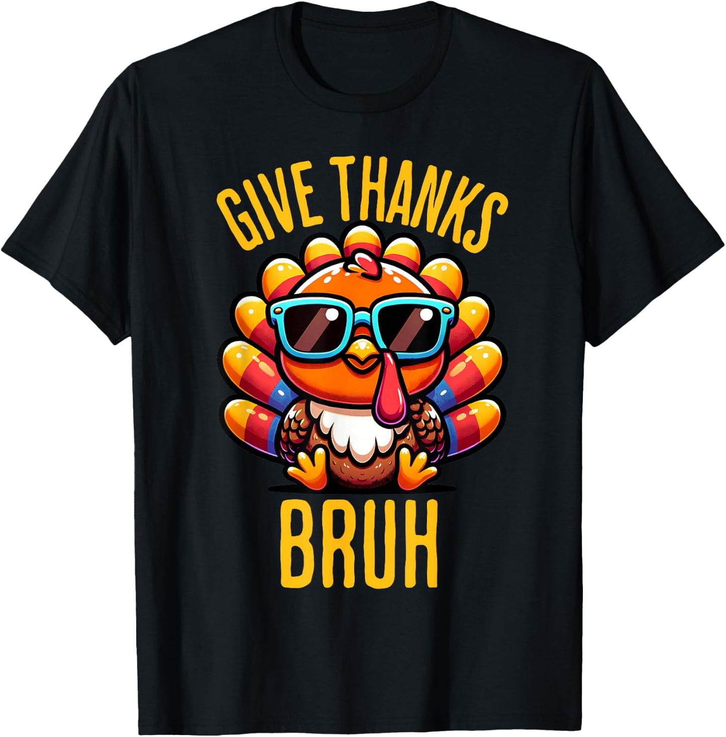 Give Thanks Bruh Meme Funny Thanksgiving Boys Kids Men T-Shirt - T-Shirt | Black