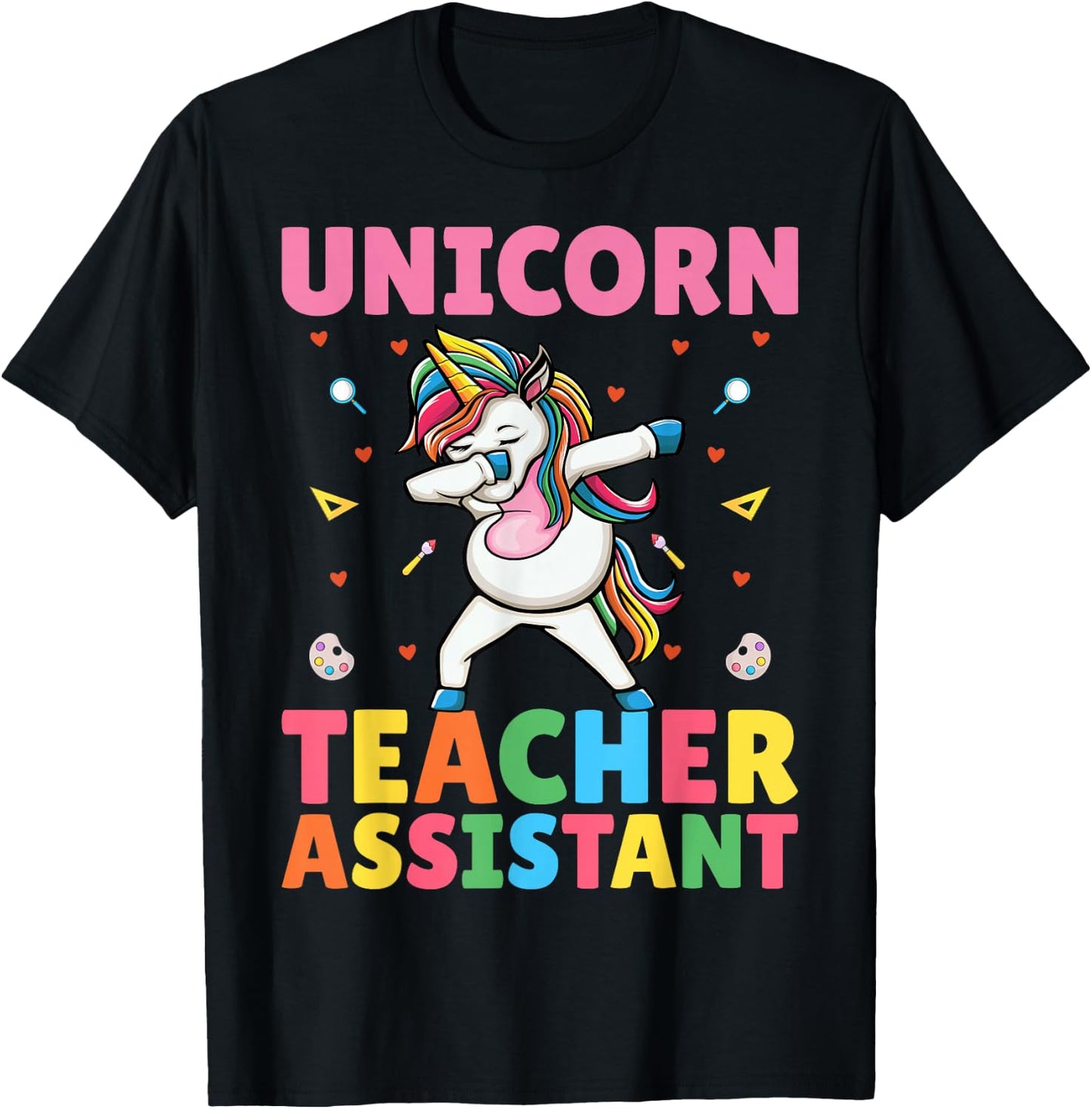 Dabbing Unicorn Teacher Assistant - Funny Teaching Aide T-Shirt - T-Shirt | Black