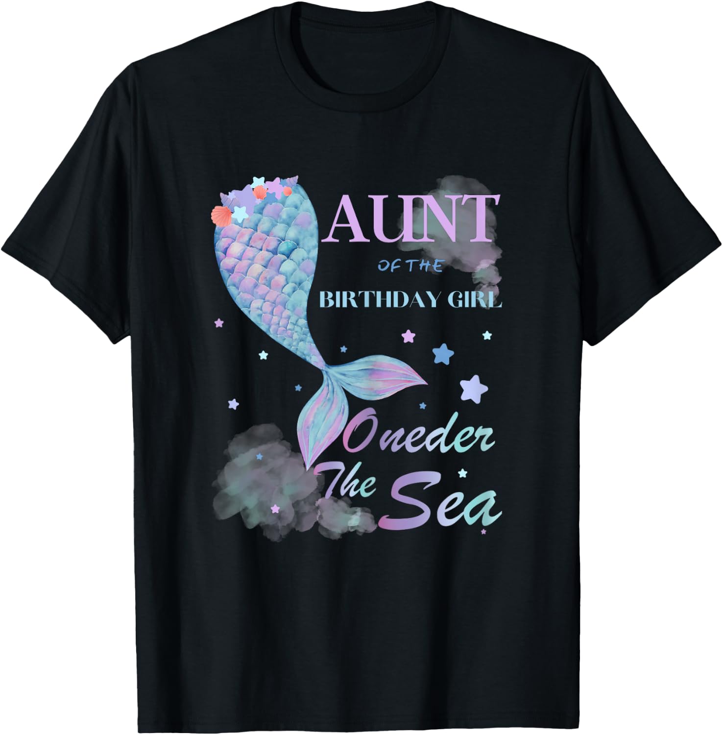 Aunt 1st Birthday Mermaid Oneder The Sea Family Matching T-Shirt - T-Shirt | Black