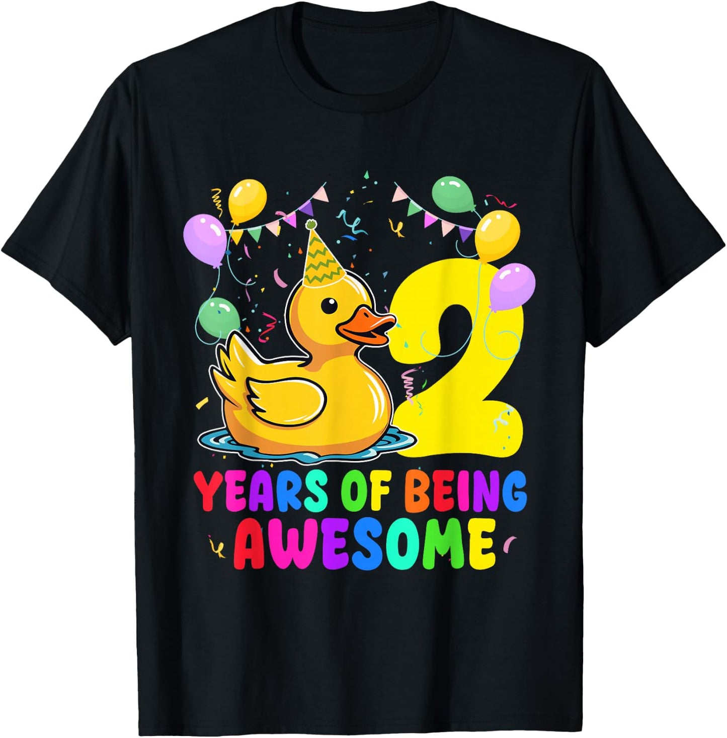 2 Years of Being Awesome Duck Lover 2nd Birthday Party T-Shirt - T-Shirt | Black