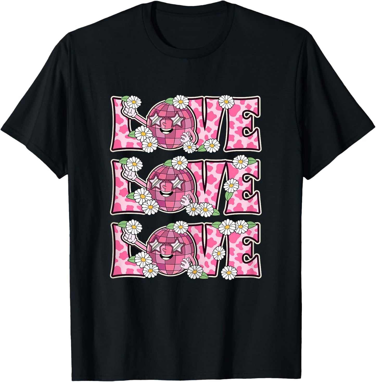 Love Disco Outfit Women Teen Girl 70s Costume Cute 70s Disco T-Shirt - T-Shirt | Black