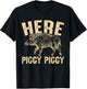 Here Piggy Piggy Funny Boar Hunting Vintage Hog Hunting T-Shirt - T-Shirt | Black