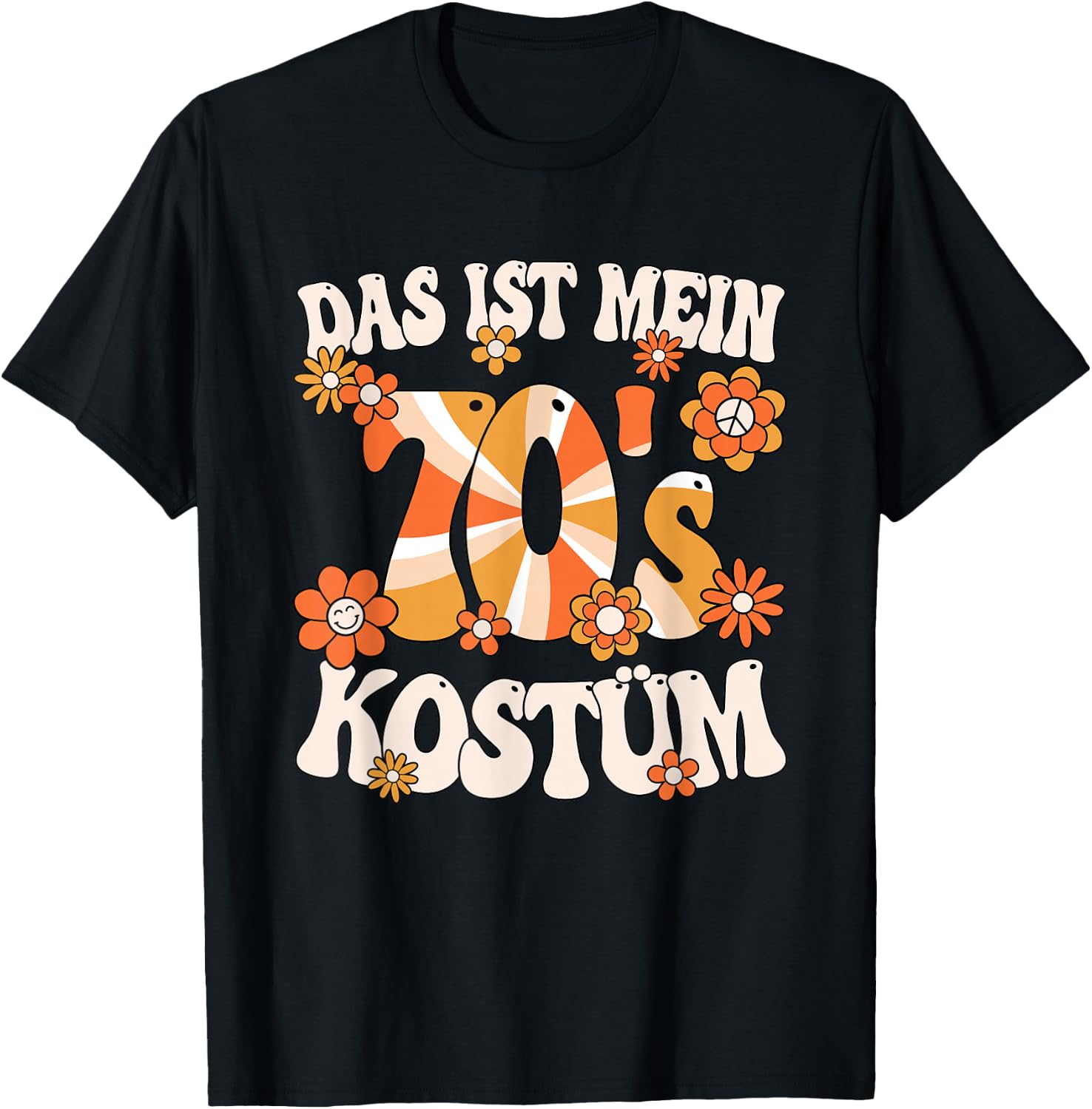 Das Ist Mein 70s Costume Hippie Motto Party 70s Outfit , black T-Shirt - T-Shirt | Black