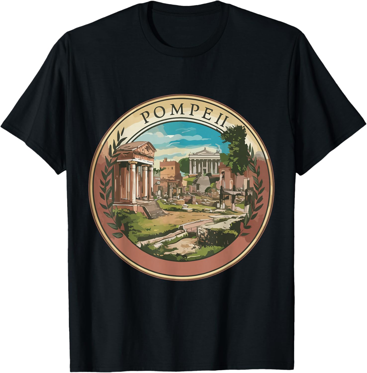Italy Roman Empire Souvenir Pompeii Outfit Volcano T-Shirt - T-Shirt | Black