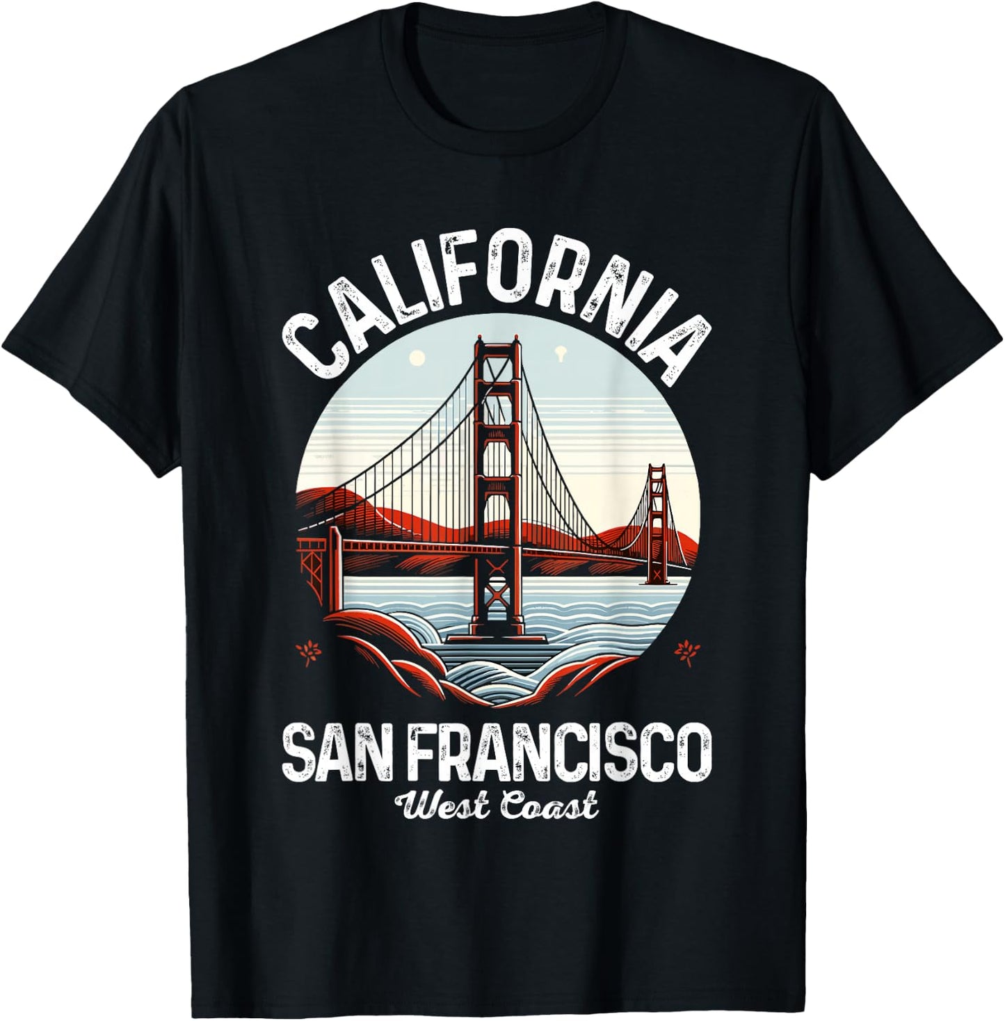California San Francisco West Coast Golden Gate Bridge T-Shirt - T-Shirt | Black