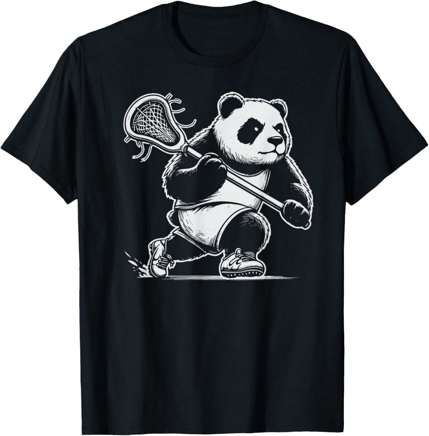 Awesome Panda Lacrosse Lax Dude T-Shirt - T-Shirt | Black