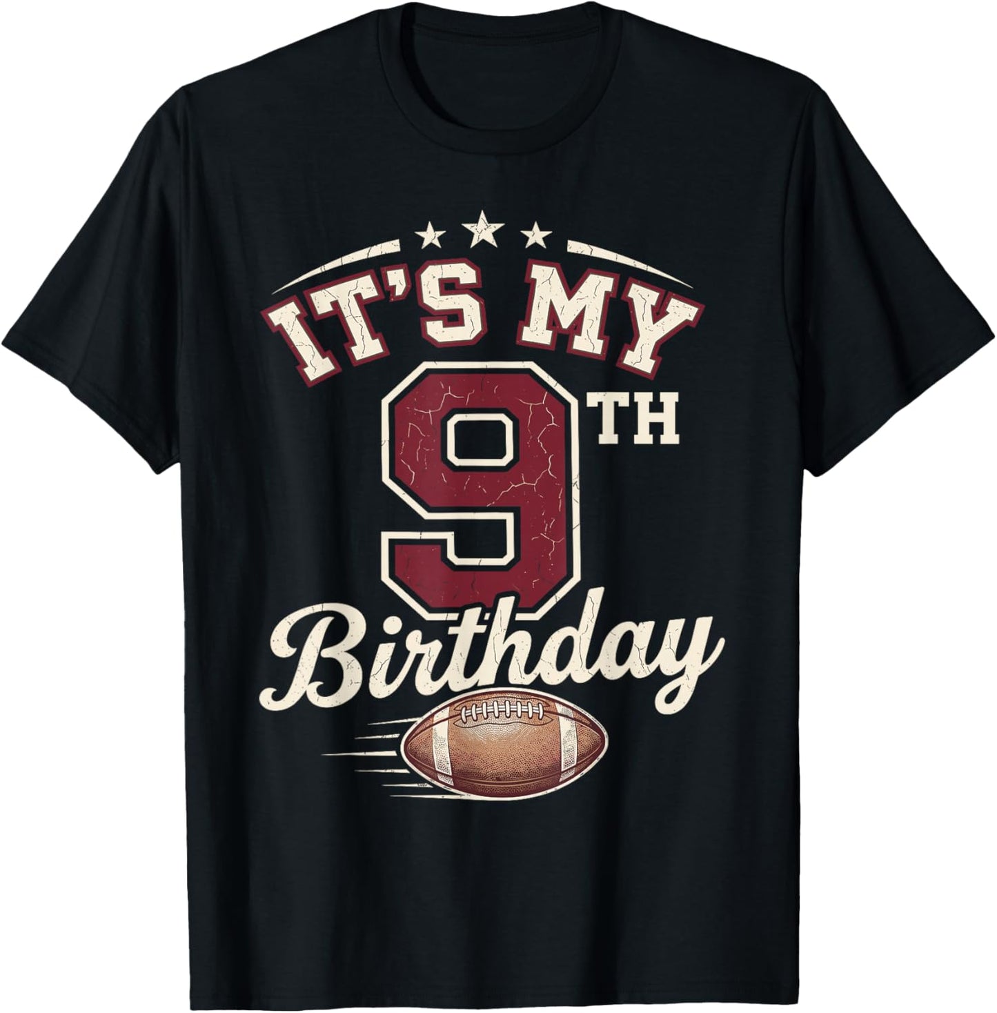 Its My 9th Birthday Football Boys 9 Years Old Birthday T-Shirt - T-Shirt | Black