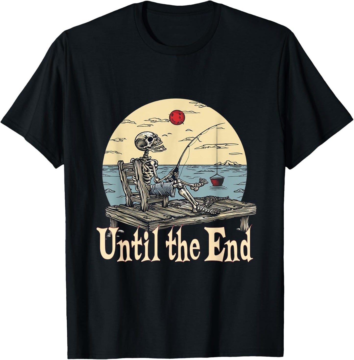 Skelett Angeln bis zum Ende Lustiger Fischer T-Shirt - T-Shirt | Black