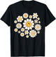 Vintage Cute Smile Face Flower Happy Face Flowers Heart Girl T-Shirt - T-Shirt | Black