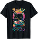 Anime Cat Eating Ramen Retro Kawaii Aesthetic T-Shirt - T-Shirt | Black