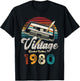 Vintage 1980 Birthday 45 Years Cassette Pencil , black T-Shirt - T-Shirt | Black