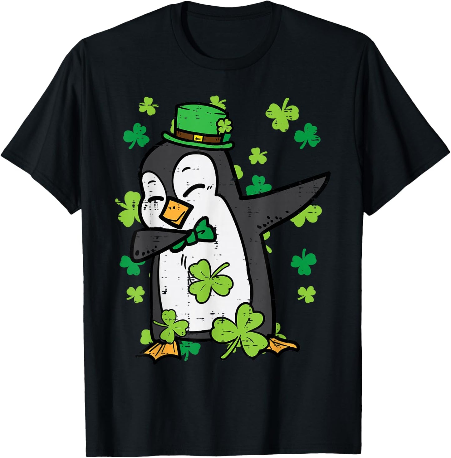 St Patricks Day Penguin Dab Saint Paddys Boys Girls Kids T-Shirt - T-Shirt | Black