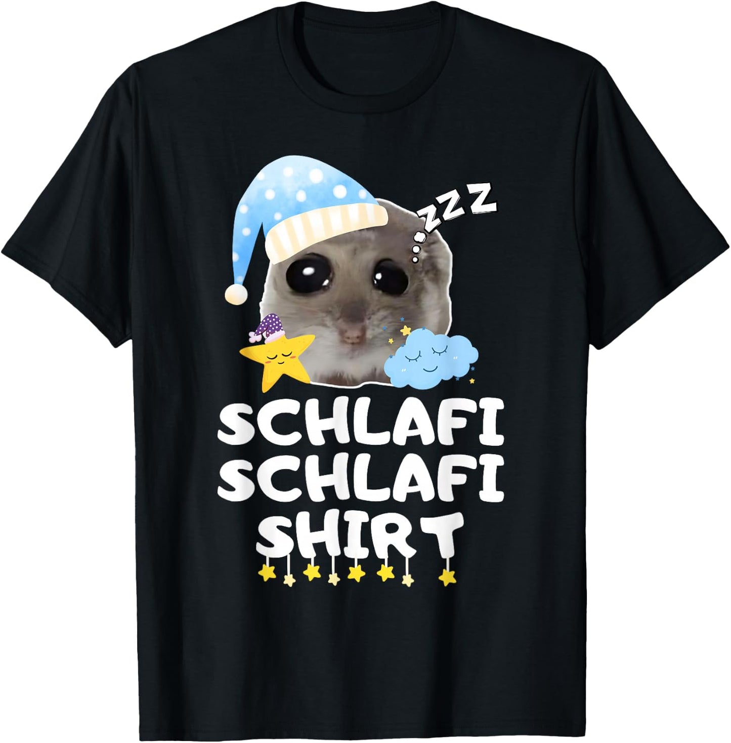 Schlafi Schlafi Funny Sad Hamster Cute Hamstie T-Shirt - T-Shirt | Black