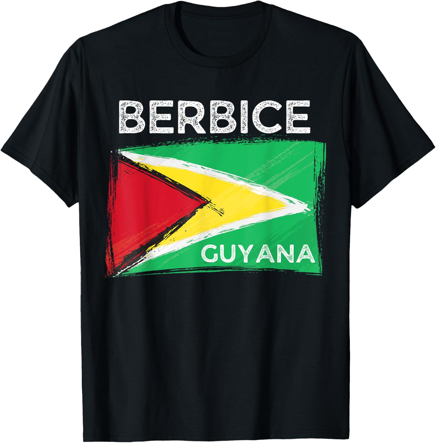 Distress Guyana Flag Shirt - Berbice Guyana -Guyana Roots T-Shirt - T-Shirt | Black