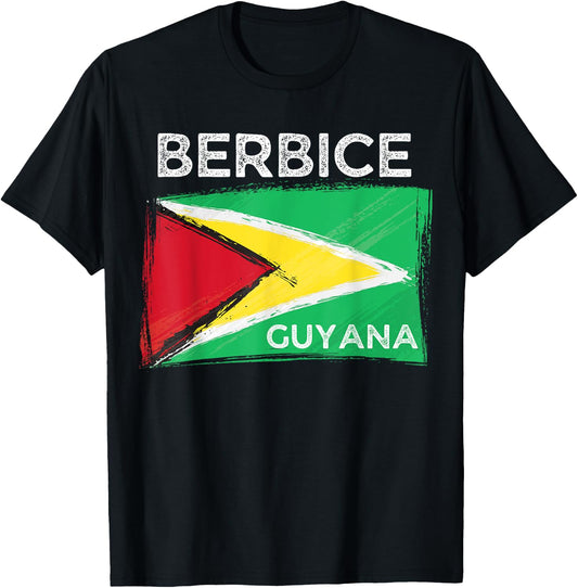 Distress Guyana Flag Shirt - Berbice Guyana -Guyana Roots T-Shirt - T-Shirt | Black