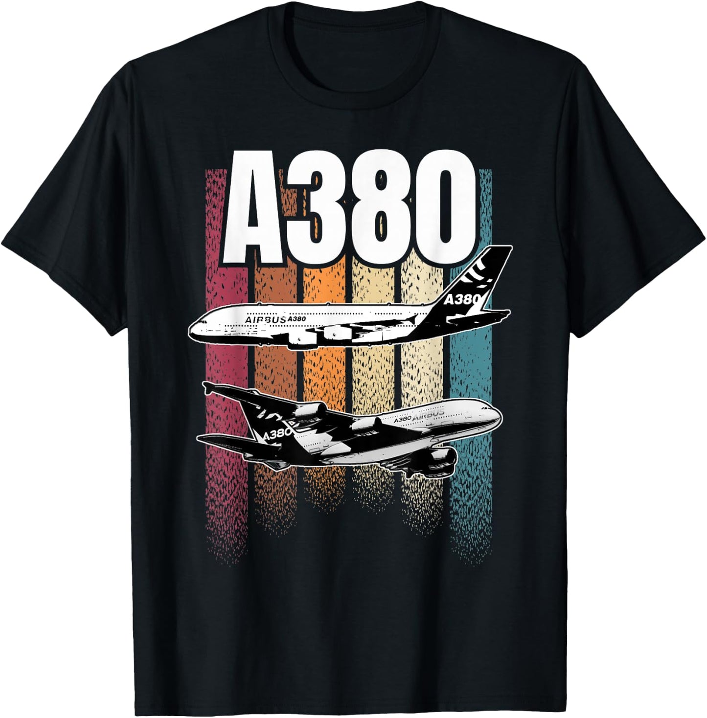 Passenger Plane A380 , black T-Shirt - T-Shirt | Black