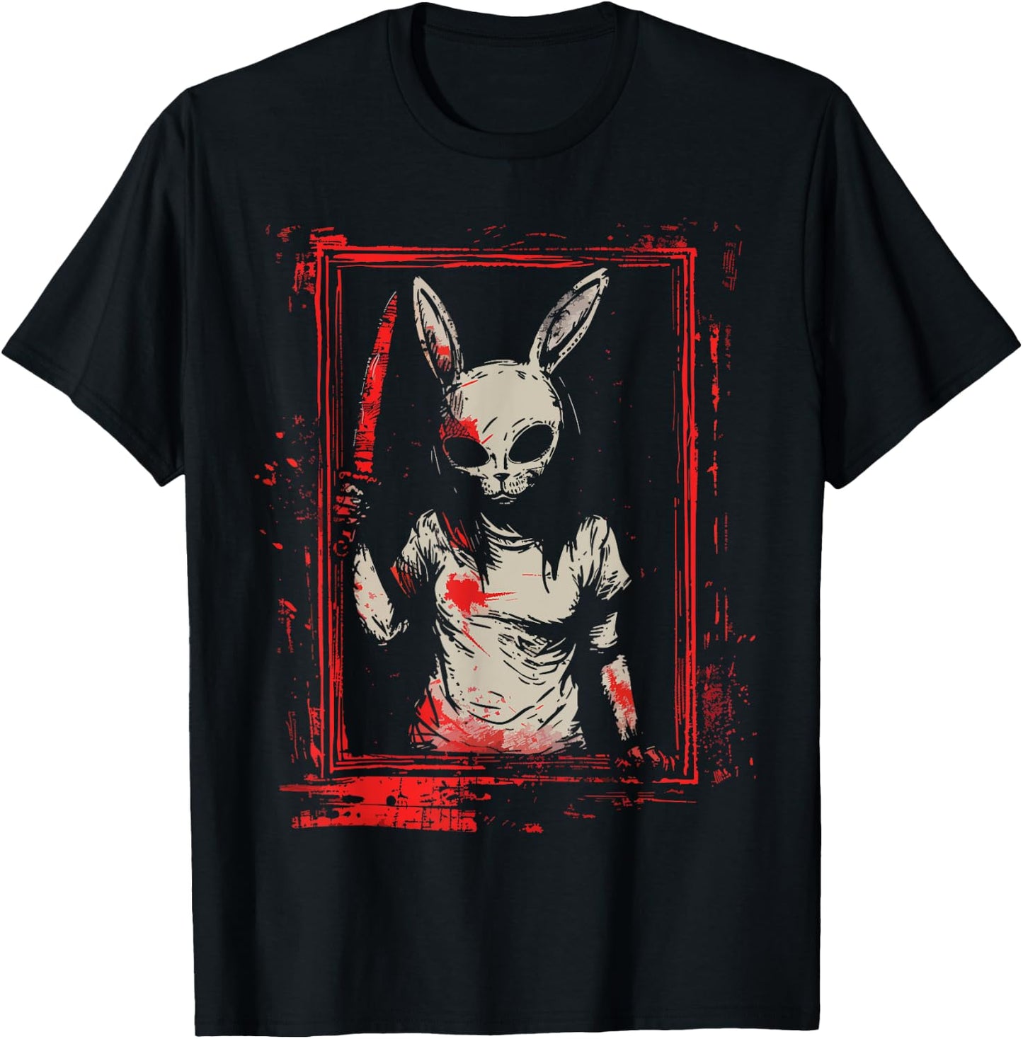 Horror Bunny Mask Girl Slasher Goth Creepy Scary Evil Rabbit T-Shirt - T-Shirt | Black