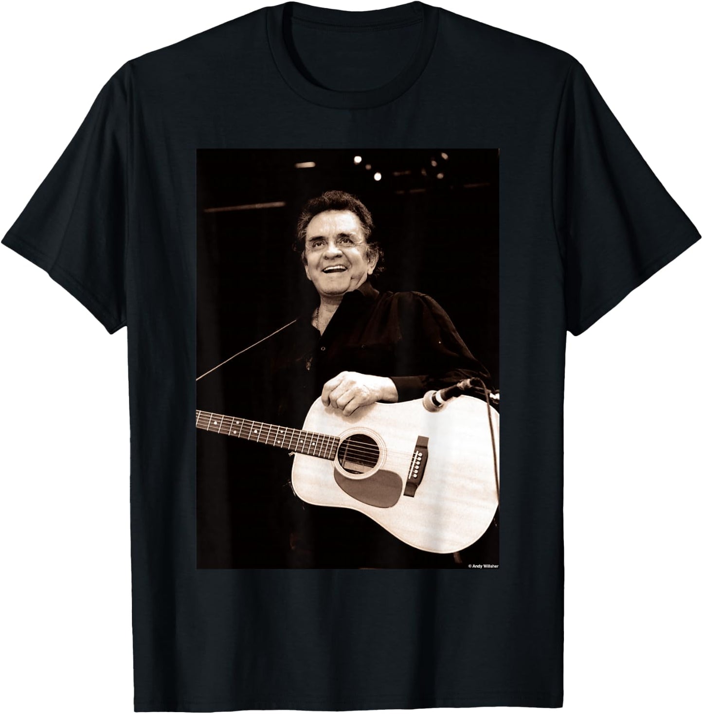 Johnny Cash Live At Glastonbury 1994 By Andy Willsher T-Shirt - T-Shirt | Black