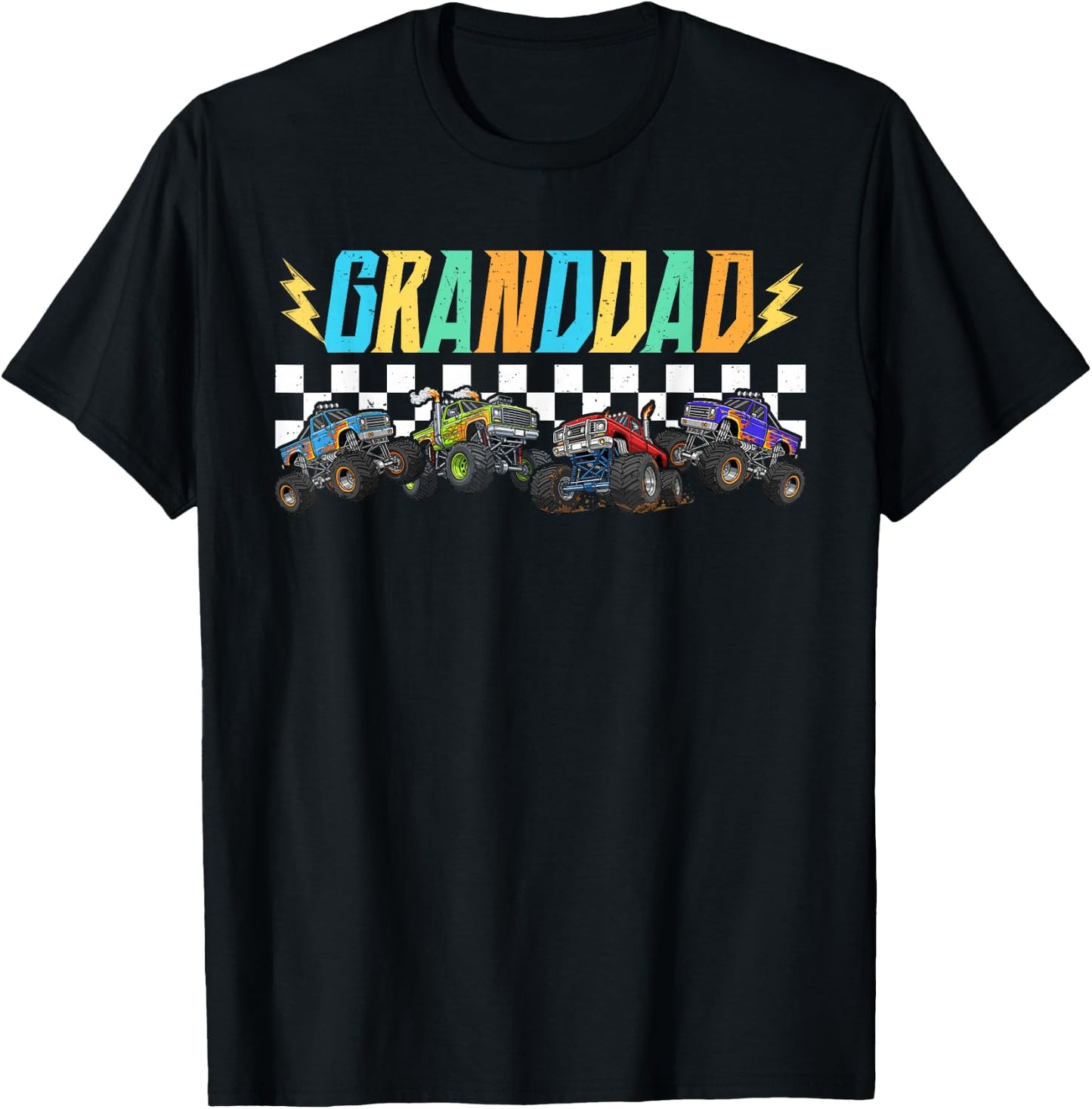 Granddad Monster Truck Family Matching Monster Truck Lovers T-Shirt - T-Shirt | Black