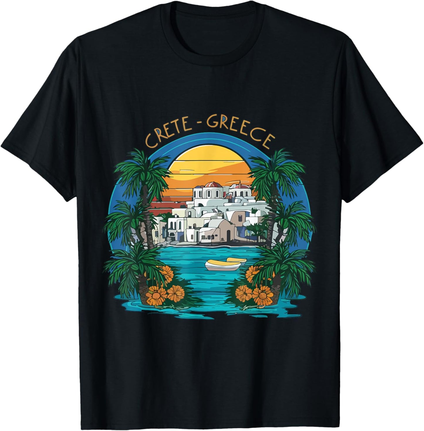 Crete Summer Greece Souvenir Greek Island Vacation Men Women T-Shirt - T-Shirt | Black