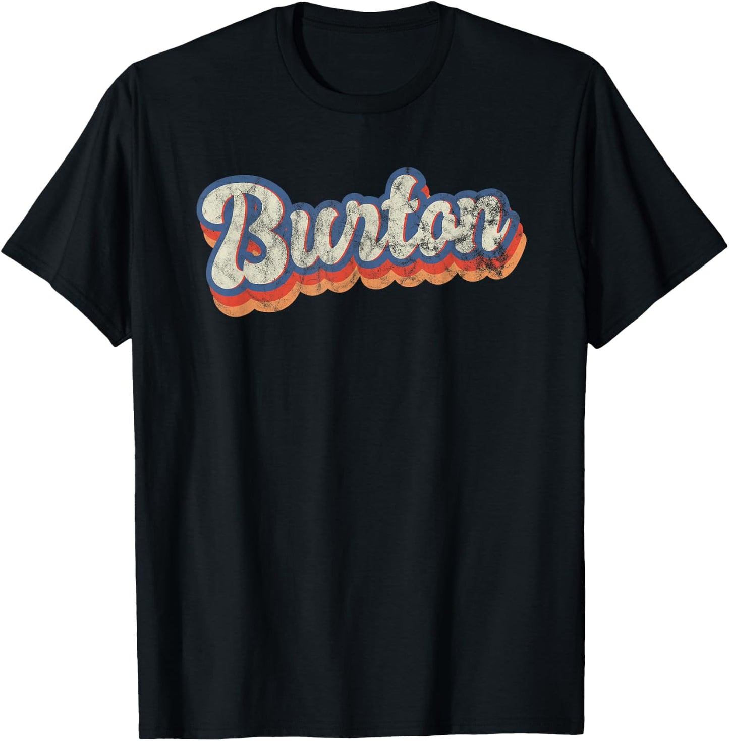 Burton Personalised Name Shirt, Custom Writing 70s , black T-Shirt - T-Shirt | Black