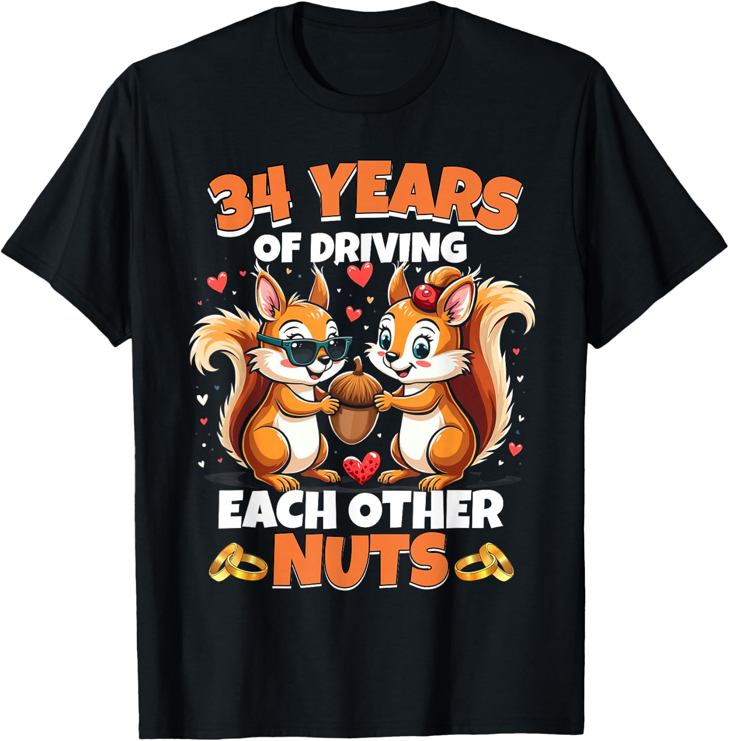 34th Wedding Anniversary 34 Years Of Driving Each Other Nuts T-Shirt - T-Shirt | Black