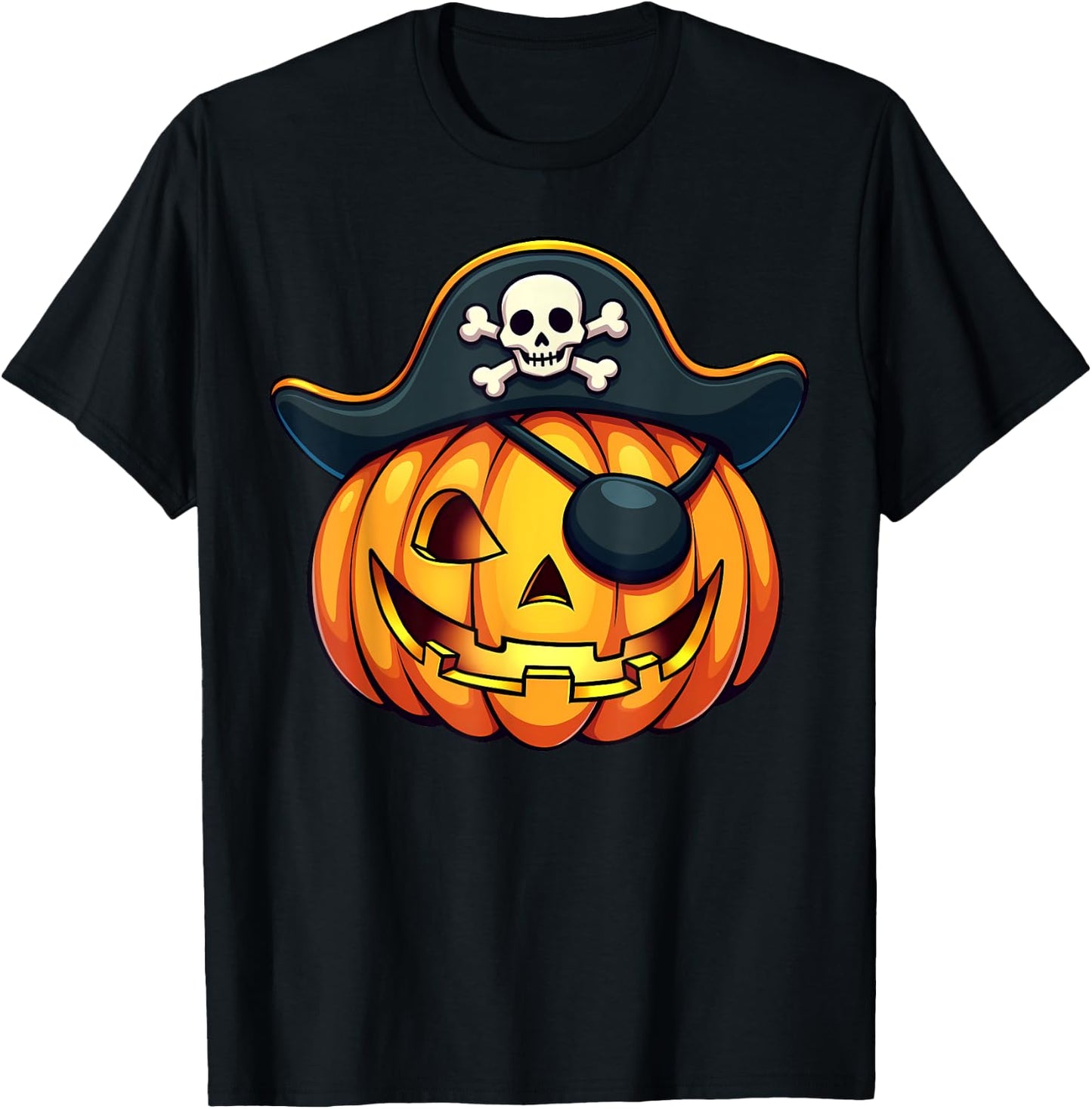 Cute Pirate Jack O Lantern Pumpkin Halloween Costume T-Shirt - T-Shirt | Black
