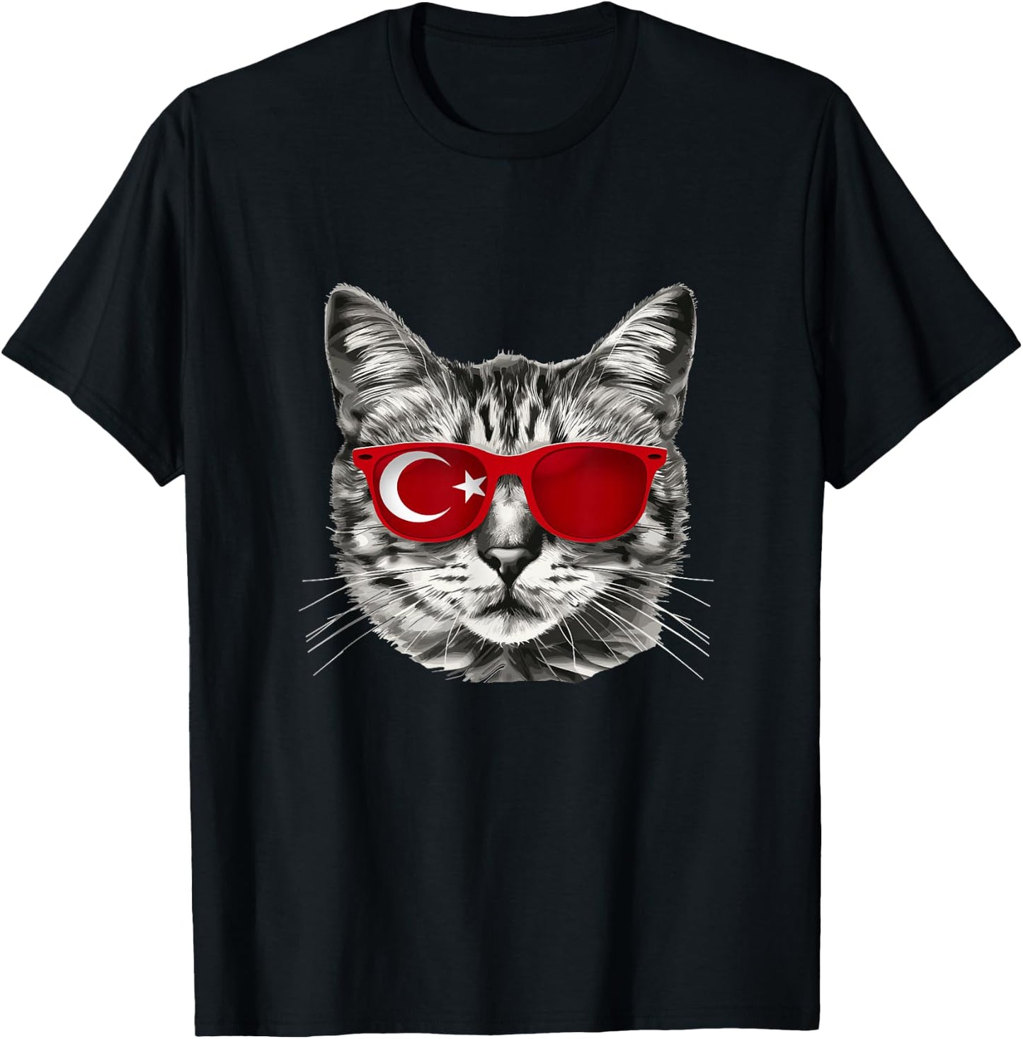 Turkish Flag Cat Owner Souvenirs Products Kitten Turkey T-Shirt - T-Shirt | Black