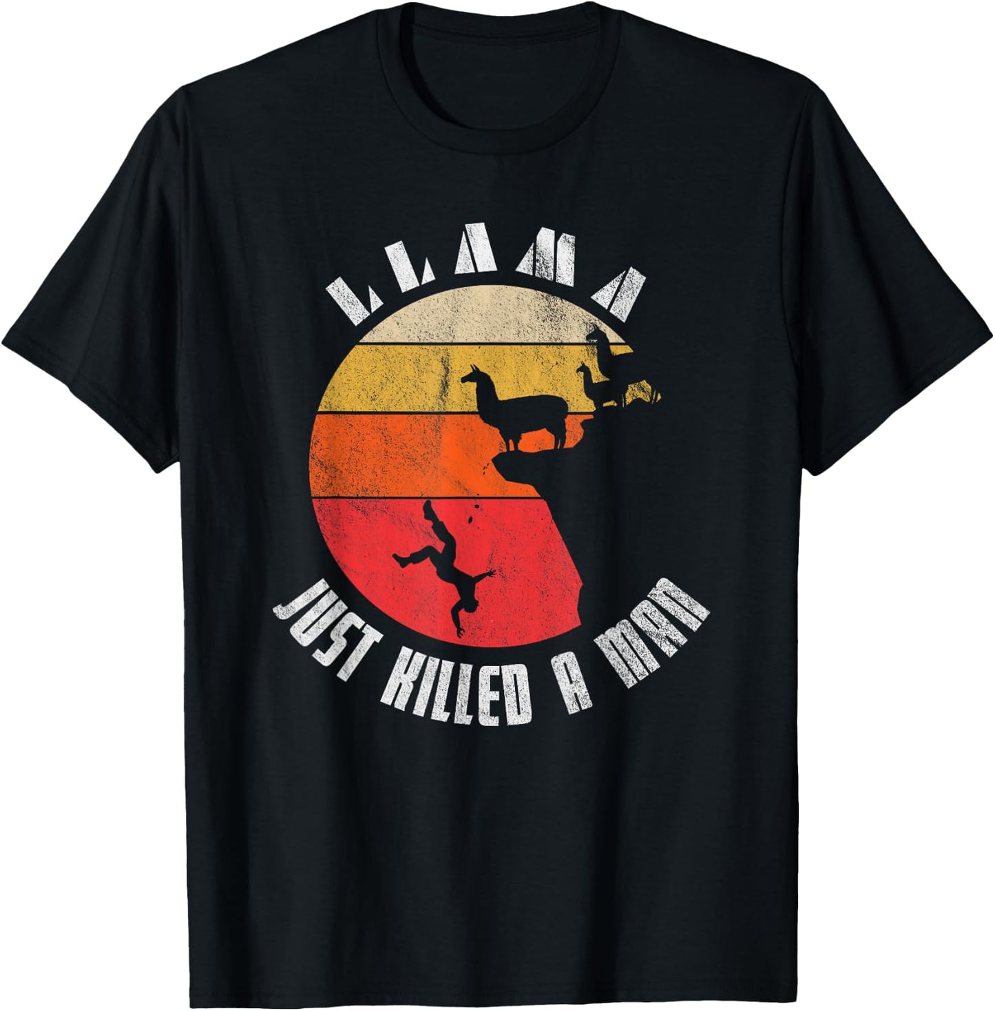 Retro Llama Just Killed A Man T-Shirt - T-Shirt | Black