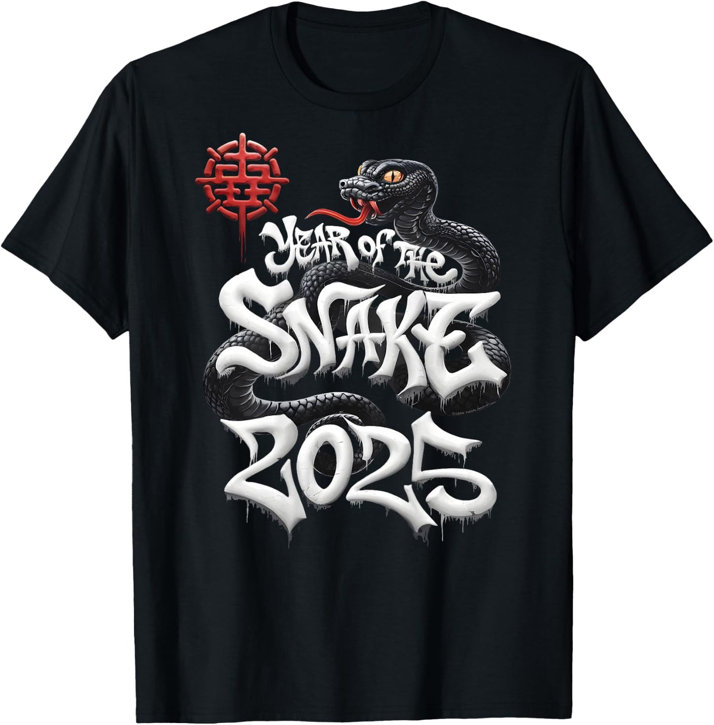 On Back | Year Of The Snake 2025 Lunar and Chinese New Year T-Shirt - T-Shirt | Black