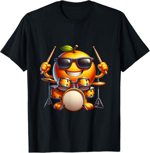 Drums Orange Fruit Rire Batterie Solaire T-Shirt - T-Shirt | Black