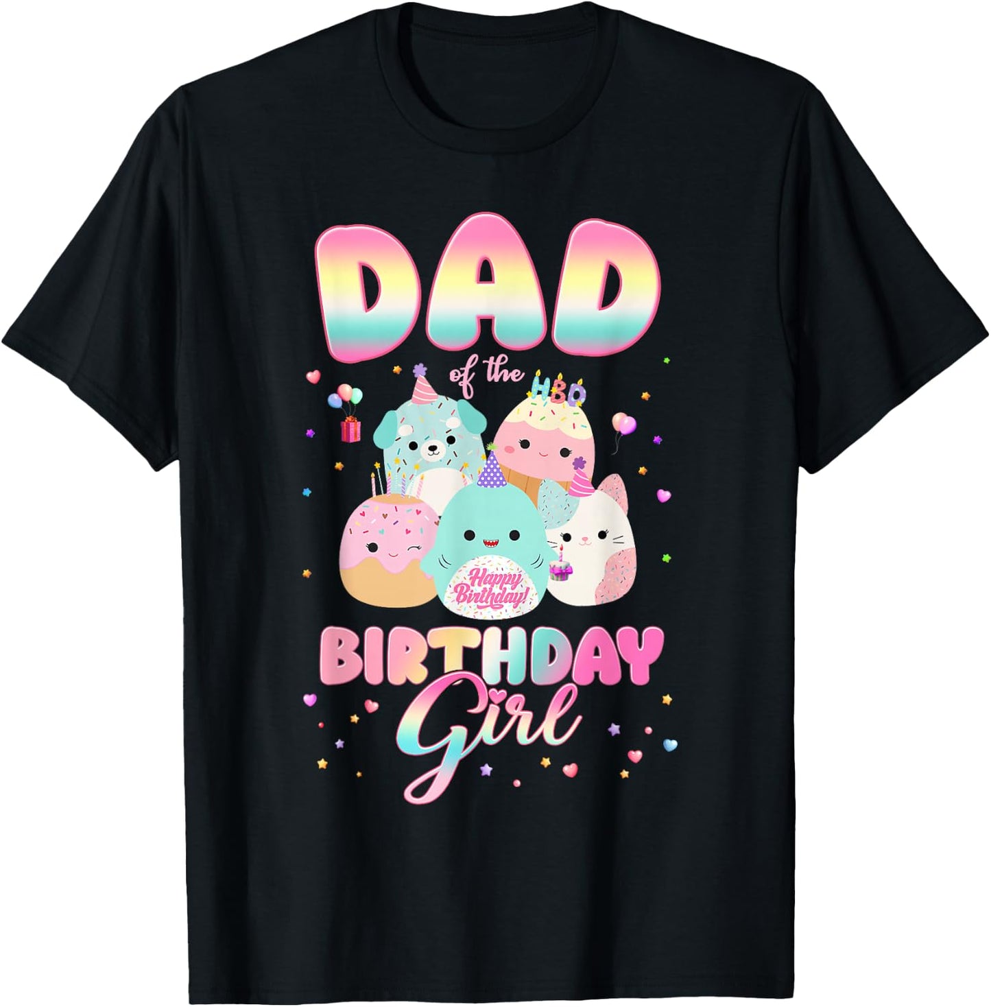 Birthday Family Party Squish Squad Dad Of The Birthday Girl T-Shirt - T-Shirt | Black