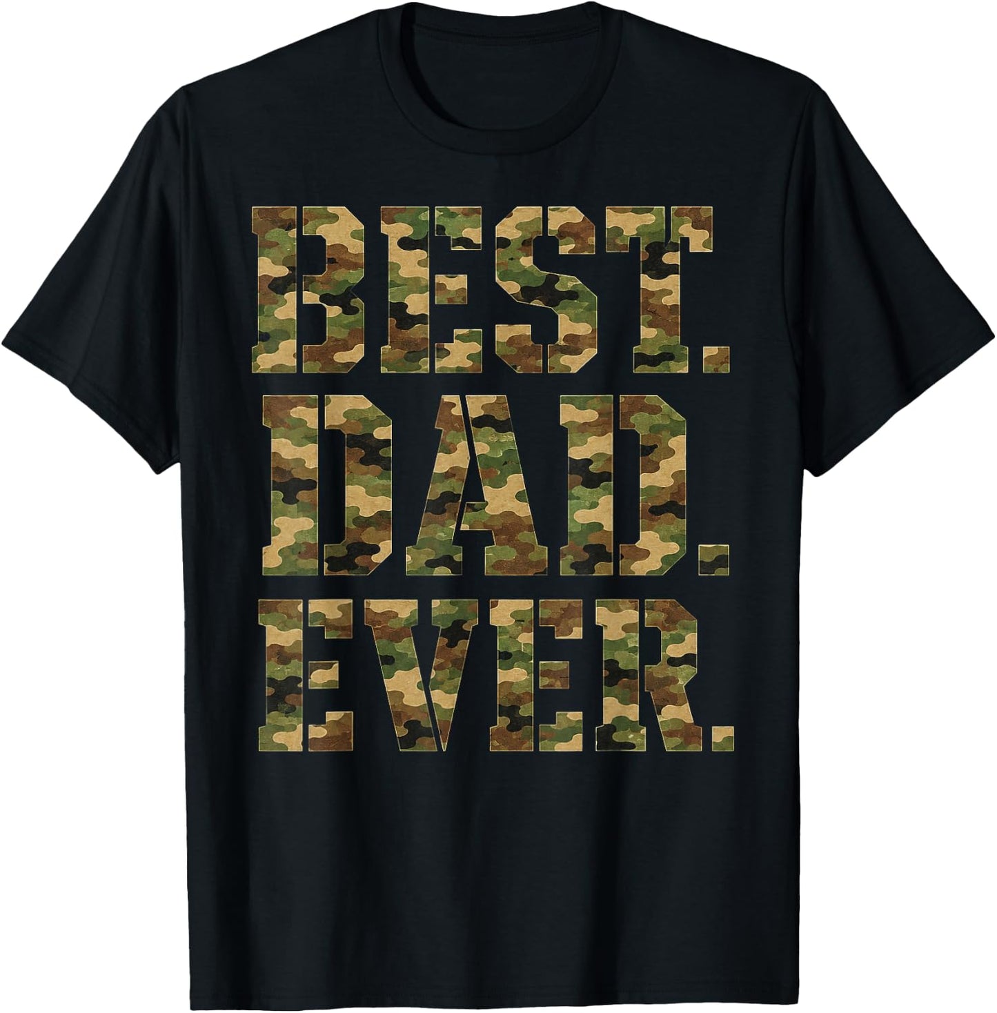 Best Dad Ever Retro Camo Camouflage Father's Day T-Shirt - T-Shirt | Black