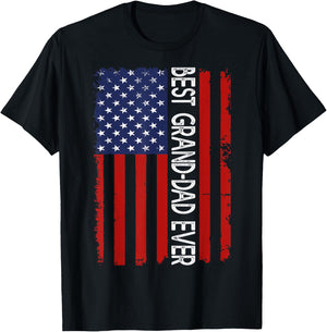 Best Grand-DAD Ever Vintage American Flag Fathers Day T-Shirt - T-Shirt | Black