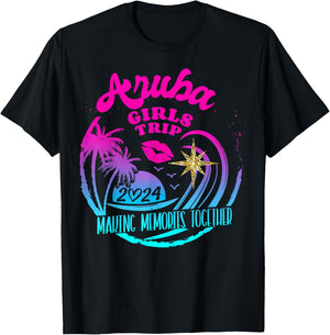 Girls Trip Aruba 2024 Beach Weekend Birthday Squad T-Shirt - T-Shirt | Black