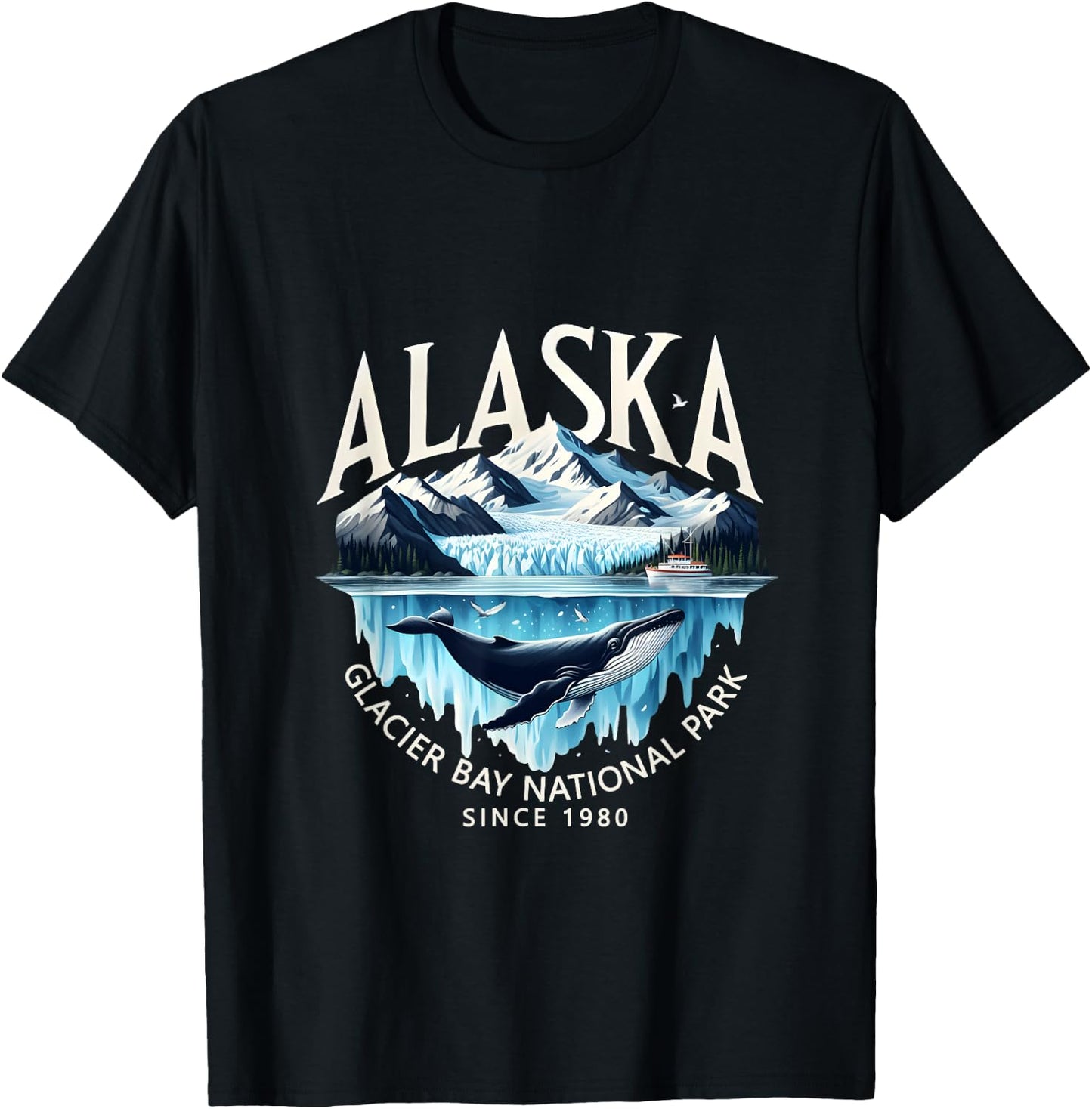 Alaska Glacier Bay National Park Sine 1980 Alaska Cruise T-Shirt - T-Shirt | Black