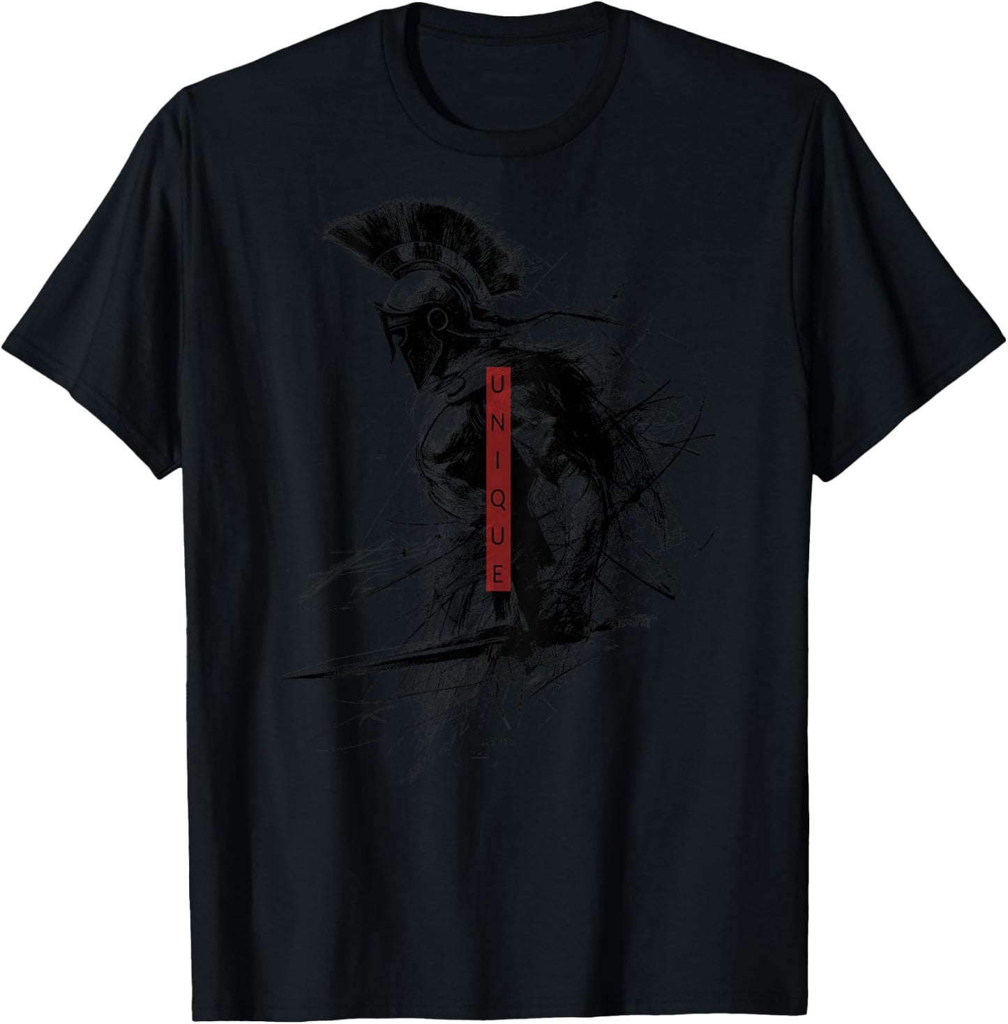 Greek Sparta Helmet Warrior Soldier Backprint Spartan , gray T-Shirt - T-Shirt | Black