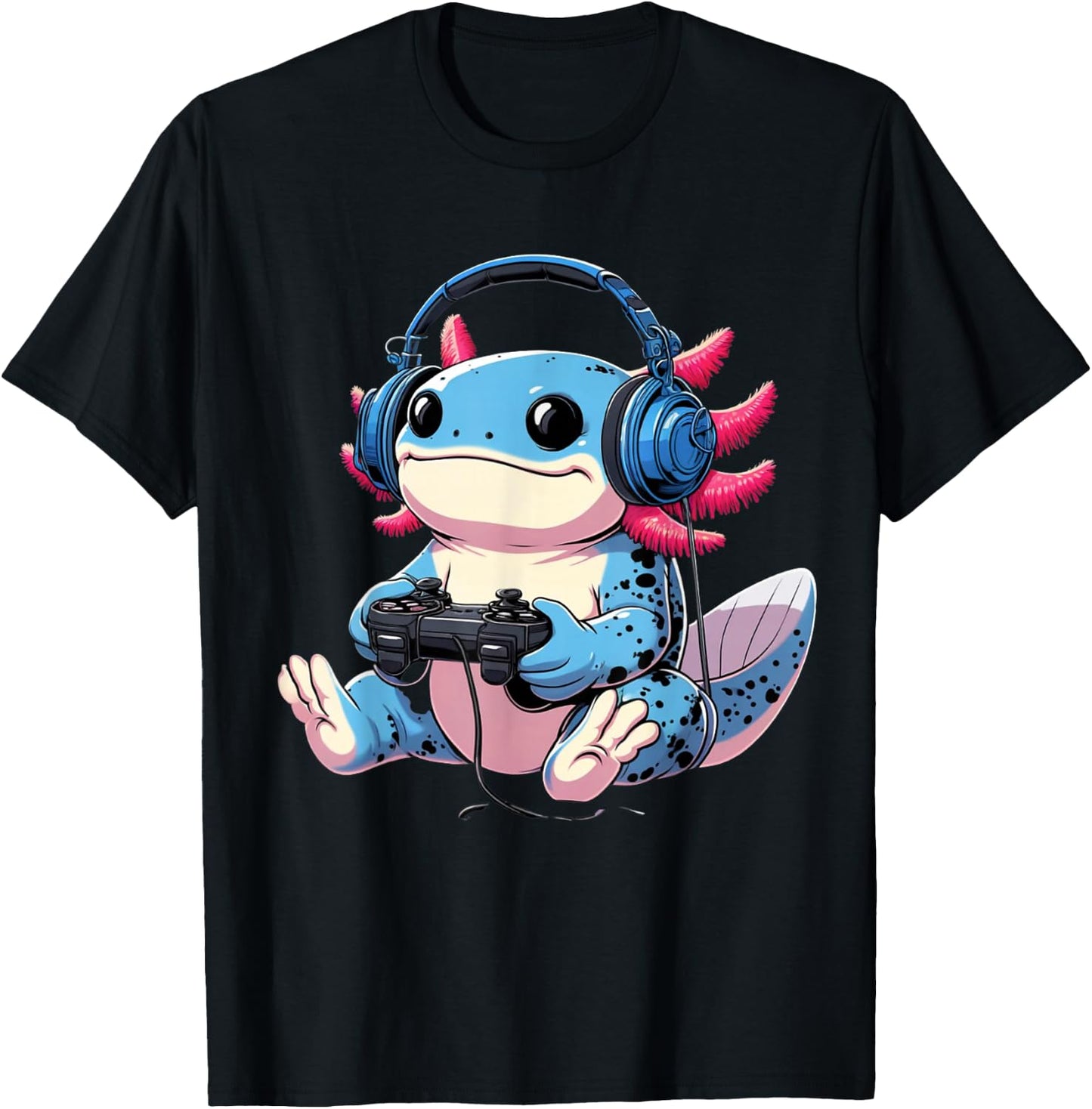 Funny Axolotl Gamer Gaming Axolotl Video Game T-Shirt - T-Shirt | Black