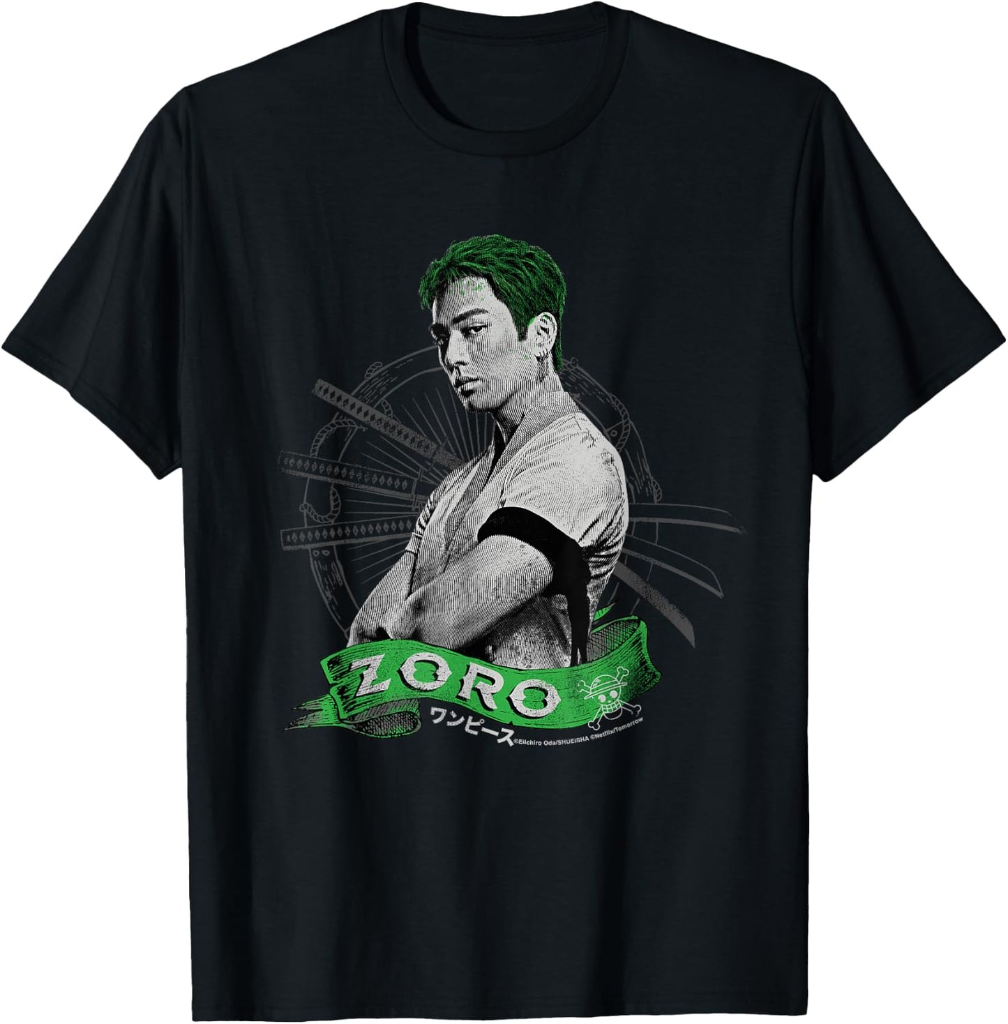 One Piece Roronoa Zoro Live Action Straw Hat Pirate Hunter , Black, S T-Shirt - T-Shirt | Black