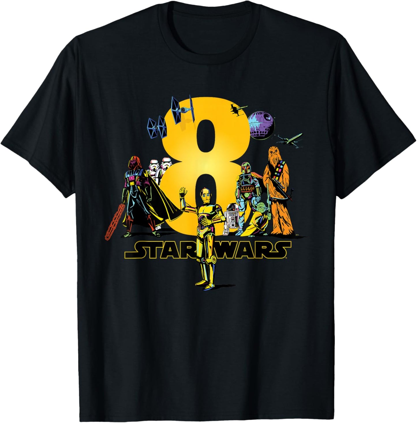 Star Wars Classic Characters Eighth Birthday 8 Years Old , black T-Shirt - T-Shirt | Black
