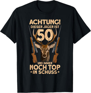 Men's 50 Years Deer Hunter 50th Birthday Hunting , black, s T-Shirt - T-Shirt | Black