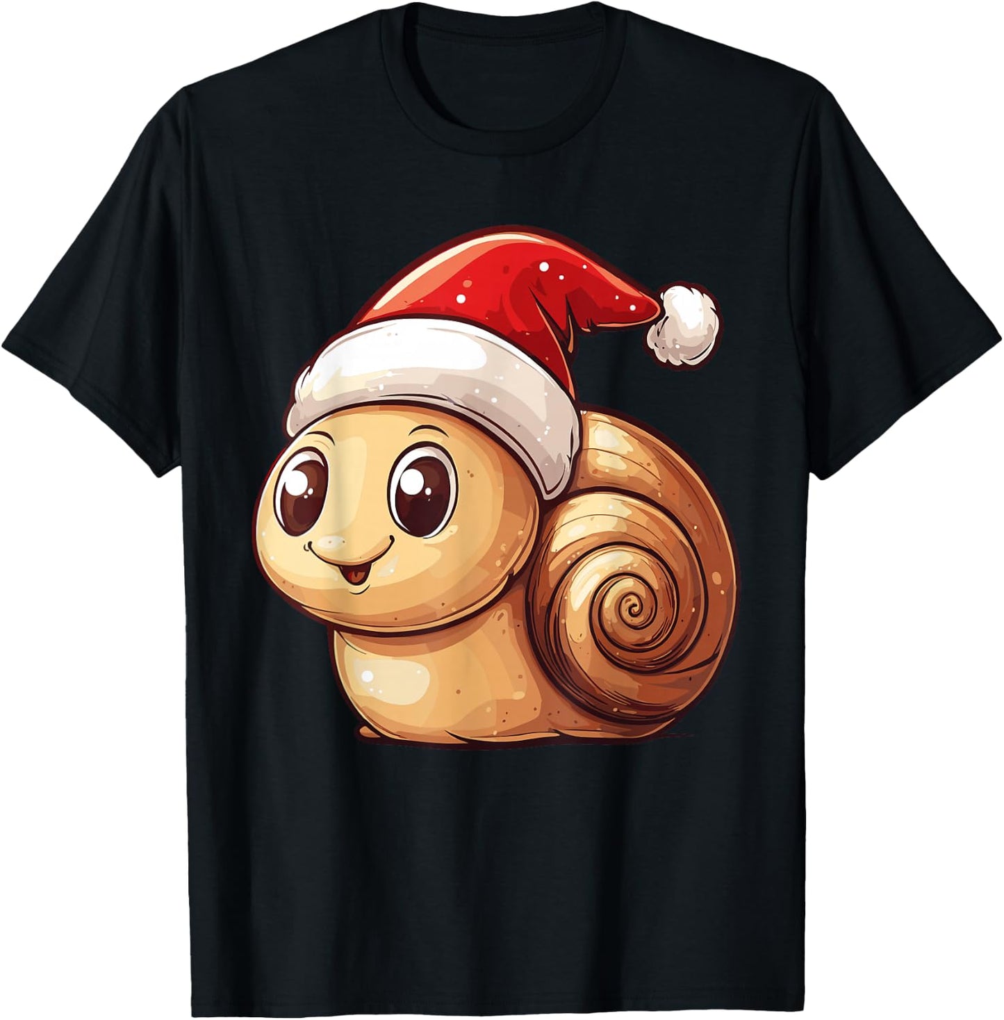 Snail Santa Hat Funny Snail Lovers Boys Girls Kids Christmas T-Shirt - T-Shirt | Black
